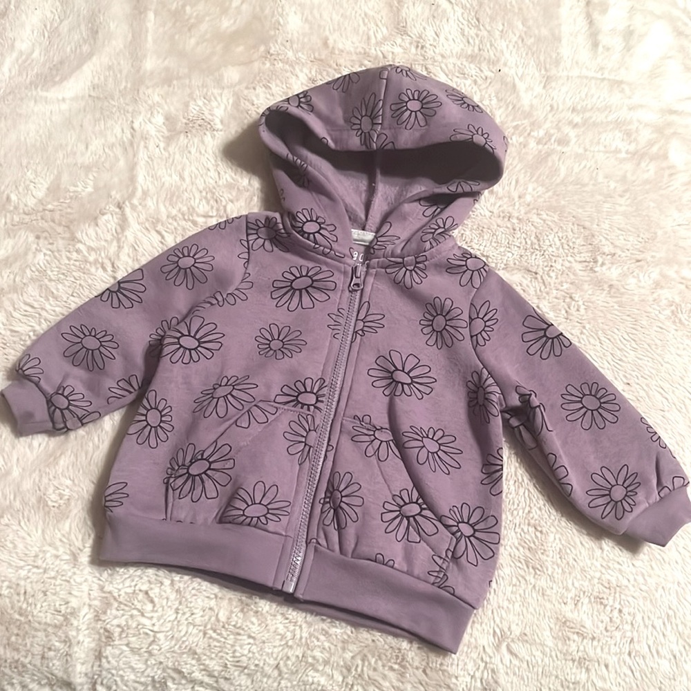 Okie Dokie purple floral hoodie - 6 months - EUC